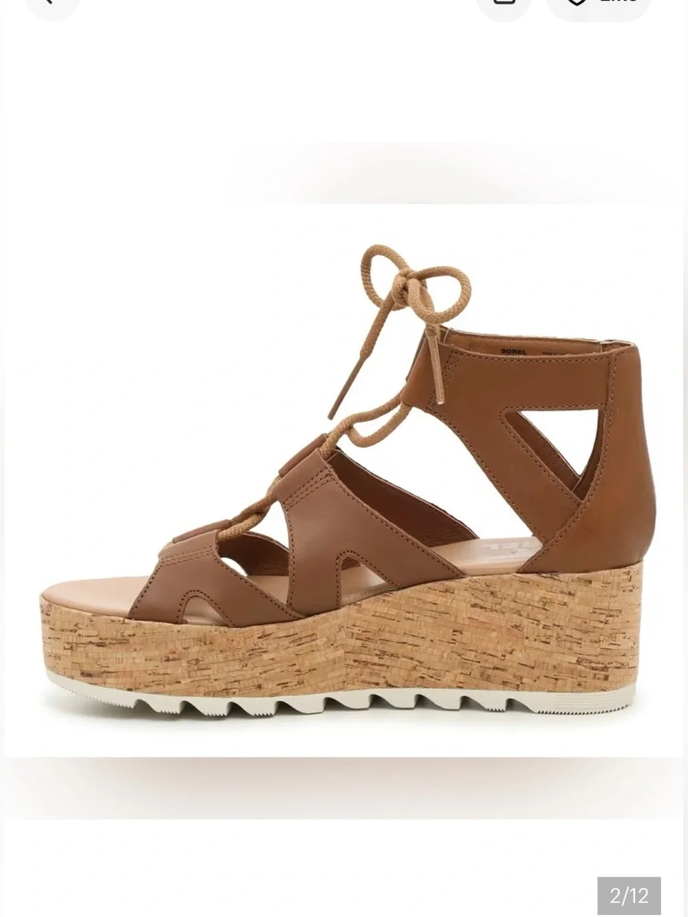 Sorel Cameron Flatform Lace Wedge Sandal Velvet Tan Brown Women's 9.5